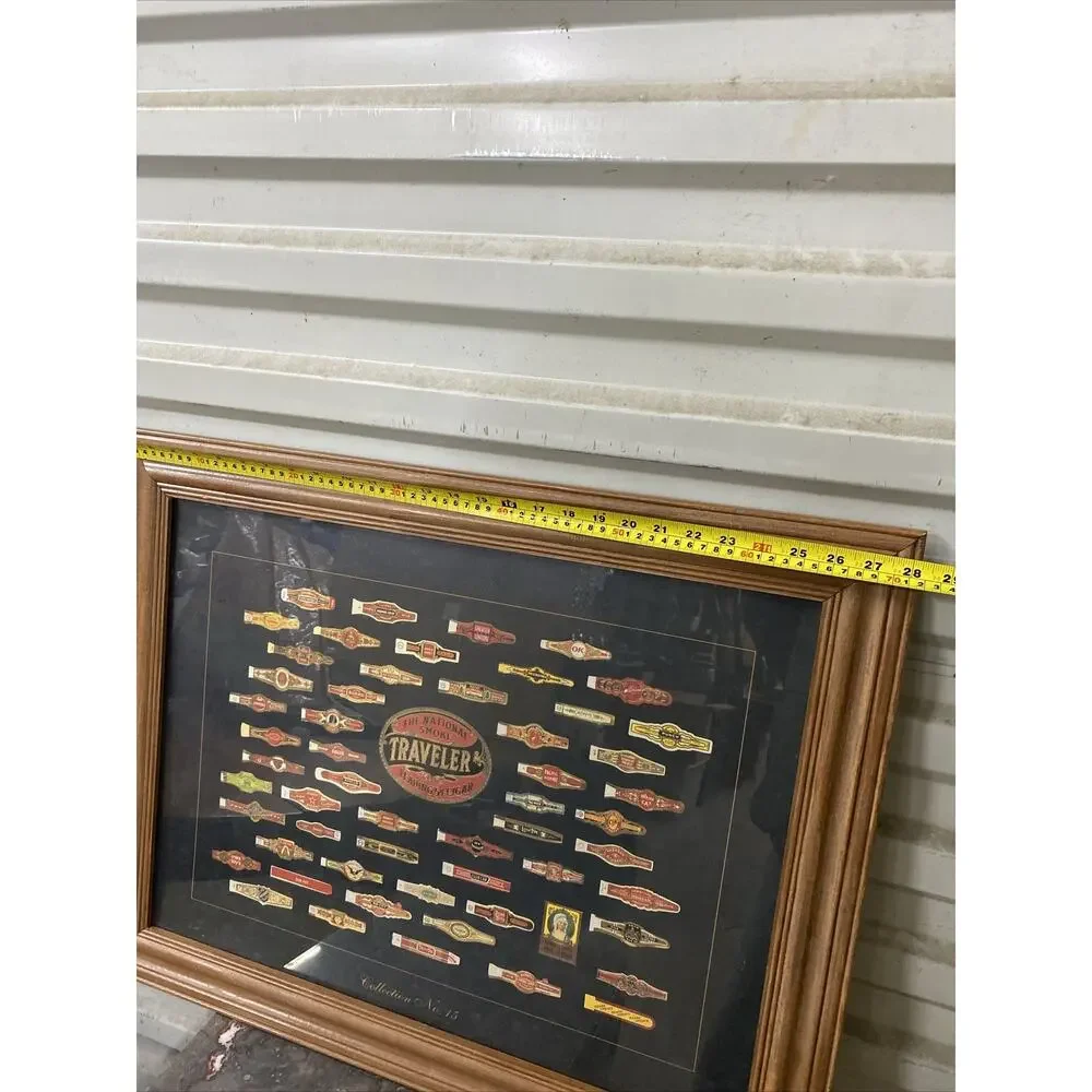 Vintage 1980’s Joe Davidson Cigar Bands Framed And Matted. Collage Ephemeral Col